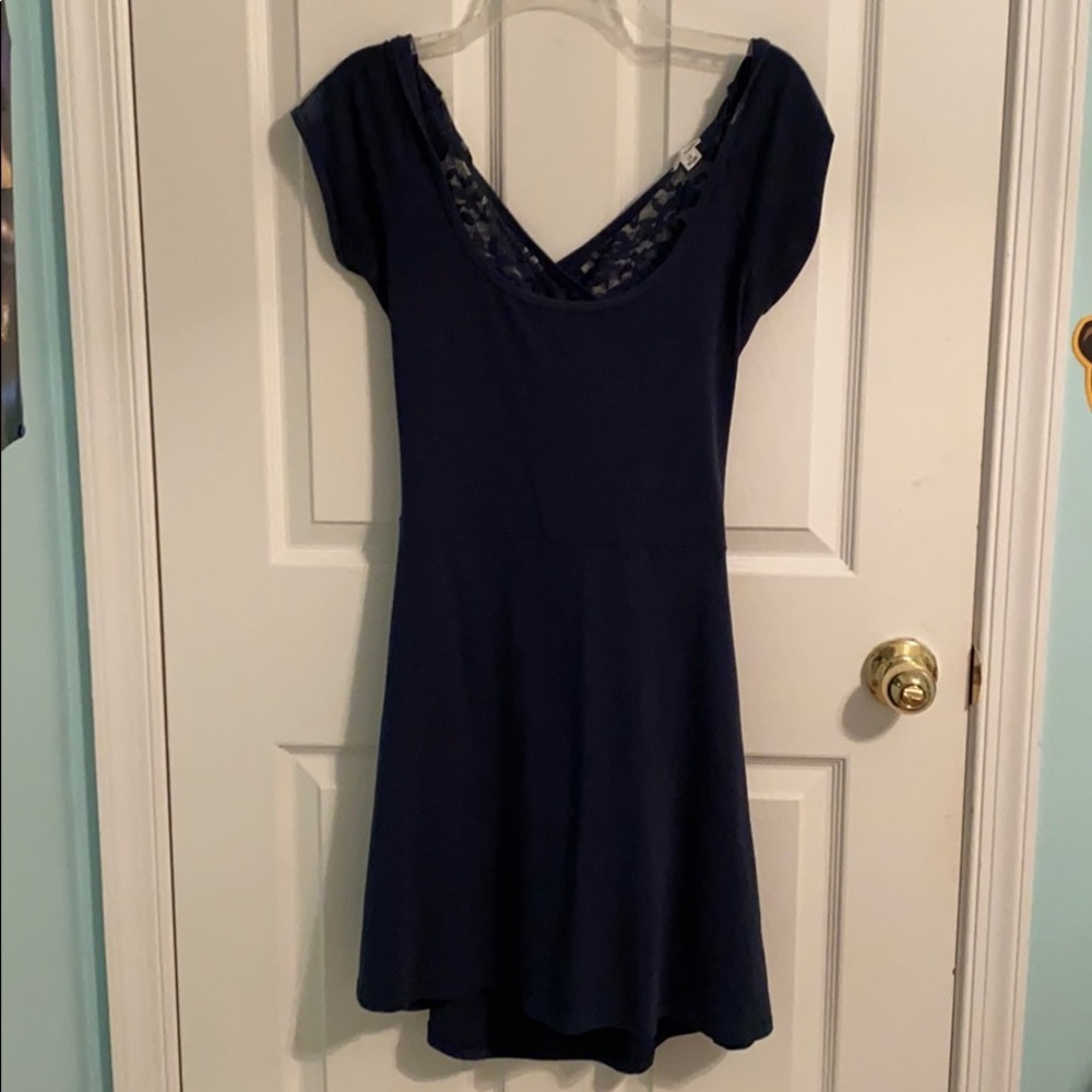Navy cap sleeve dress